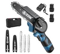 Mini tronçonneuse de 15,2 cm et 10,2 cm avec 2 batteries, seulement 1,3 kg, tension de chaîne sans outil, portable, pour sécateur, élagueur, coupe du bois