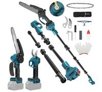 Mini tronçonneuse de 20,32 cm avec tige télescopique et sécateur électrique de 28 mm, kit d'outils de jardin 4 en 1, compatible avec batterie Makita, portée maximale jusqu'à 4 m (batterie non incluse)