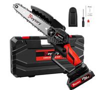 Mini tronçonneuse de 6" avec 2 batteries de 1,5 Ah, 700 W, 1 chaînes, 3500 tr/min, batterie sans balais pour sécateur, élagueur, coupe-bois, sac de transport