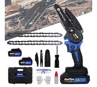 Mini tronçonneuse électrique 21 V avec batterie de 6 pouces, scie à chaîne électrique, avec 2 piles de 1,500 mAh, tronçonneuse portable électrique avec 2 200 tr/min, pour sécateurs agricoles, ranch
