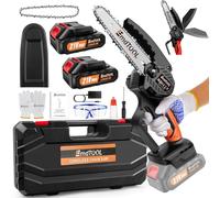 Mini tronçonneuse électrique avec batterie de 1500 mAh de 1500 mAh - Pour sécateur de jardin, sécateur à branches, coupe du bois, orange