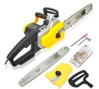 Mini tronçonneuse électrique sans Fil 2200 W, Vitesse de chaîne de 13 m/s, Lubrification Automatique, pour l'élagage, Le Travail du Bois, Cadeaux, Jaune
