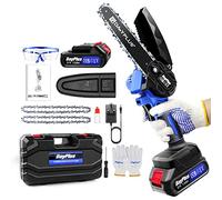 Mini tronçonneuse électrique sans fil de 15,2 cm - 1,5 Ah - Fonctionne avec batterie - Pour coupe de bois de branche d'arbre - Avec verrou de sécurité et déflecteur de scie à chaîne - Outil