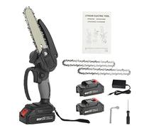 Mini tronçonneuse électrique sans fil de 15,2 cm avec 2 batteries à une main pour couper le bois, la cour, la maison, le jardin