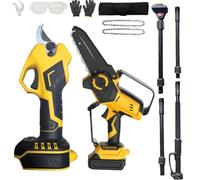 Mini tronçonneuse et sécateur télescopique 4 en 1 pour Dewalt 18 V 20 V | Scie d'élagage électrique de 2,8 cm, portée maximale jusqu'à 4,5 m, pour l'entretien du jardin