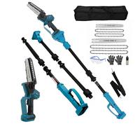 Mini tronçonneuse sans fil 2 en 1 - Élagueuse électrique télescopique avec verrouillage de sécurité, tronçonneuse professionnelle avec moteur sans balais 600 W, rail de 15,2 et 20,3 cm