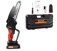 Mini tronçonneuse sans fil 700 W avec 1 batterie 21 V 1,5 Ah et chargeur, 1 chaînes, plaque de guidage, tronçonneuse électrique, tronçonneuse à main, batterie pour sécateur, coupe du bois, orange