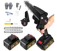 Mini tronçonneuse sans fil avec batteries de 3000 mAh, tronçonneuse de 15,2 cm, mini tronçonneuse sans fil électrique pour couper le bois et les jardins