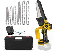 Mini tronçonneuse sans fil compatible avec Dewalt 18 V 20 V (sans batterie), tronçonneuse électrique sans balais de 20 cm, petite chaîne de tronçonneuse, serrure de sécurité, scie à main, tronçonneuse