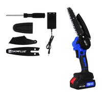 Mini tronçonneuse sans fil de 15 cm avec 1 batterie de 1,5 Ah, 1 chaînes, 1 plaque de guidage, 2200 spm, pour le jardinage et le bois