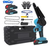 Mini tronçonneuse sans fil DWiusty de 6 pouces, scie électrique rechargeable, outils de travail du bois, d'élagage de jardin, pour batterie Makita 18V Style B-6 inches（1 battery）