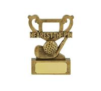 Mini trophée de championnat de Pin Prize, prix commémoratif, compétition, gagnants, pilote, clubs de golf, tournois professionnels de golf, événements, plaque de gravure, finition or, prix
