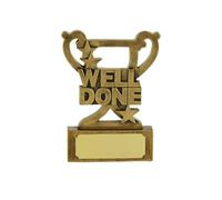 Mini trophée Well Done Congratulations pour gagnant, champion, lauréat du prix, médaille d'or, motivation, travail acharné, réussite, merci, numéro 1, ornement étoile