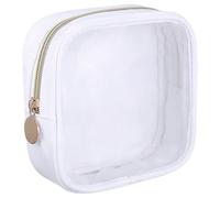 Mini Trousse à Maquillage Transparente Blanche en PVC Fermeture Éclair | Pochette Frontale Claire, Format Voyage, Garde Vos Affaires Rangées le Paquet, Usage Quotidien Pratique