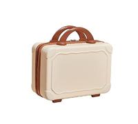 Mini trousse de maquillage en ABS de 35,6 cm, valise de maquillage de voyage, sac de transport décoratif pour femmes et filles, beige