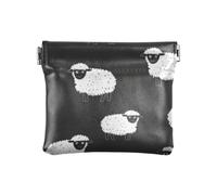 Mini trousse de maquillage en cuir synthétique avec illustration en noir et blanc, motif mouton, ardoise