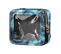 Mini trousse de maquillage pour femme Motif loup Bleu