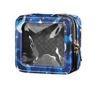 Mini trousse de maquillage transparente Astronautes Constellations Planètes pour femme, bleu, 1 Size