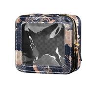 Mini trousse de maquillage transparente avec fermeture éclair Motif dragon chinois Noir et doré