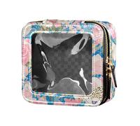 Mini trousse de maquillage transparente peinte en forme de fourmi amusante pour femmes et filles - Organiseur de cosmétiques pour soins de la peau, Mélange de roses mignonnes léopard, 1 Size