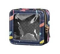 Mini trousse de maquillage transparente peinte en forme de fourmi amusante pour femmes et filles - Organiseur de cosmétiques pour soins de la peau, Illustration de motif libellule, Taille unique