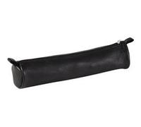 Clairefontaine Trousse scolaire ronde 8324C – Cuir véritable Ø3,5x18 cm – Noir