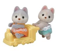 Mini-univers - SYLVANIAN FAMILIES - Les jumeaux husky - Orange - Mixte - 3 ans+