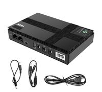 Mini UPS Batterie de secours pour routeur, groupe de continuité avec 10 400 mAh PowerBank, USB sortie 5 V 2 A USB et 5 V 9 V 12 V 2 A DC, caméras de sécurité, smartphone, 18 Wh