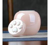 Mini urne funéraire pour chats et chiens - Pot hermétique portable en céramique rose, joint étanche à l'humidité, pour commémorations, funérailles, honneur, capacité de 350 ml, couvercle imprimé