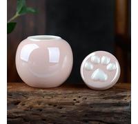 Mini urne funéraire pour chats et chiens - Pot hermétique portable en céramique rose, joint étanche à l'humidité, pour commémorations, funérailles, honneur, capacité de 170 ml, couvercle imprimé