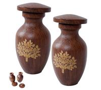 Mini Urne pour Cendres Humaines Lot de 2 Petites Urnes Souvenir avec Couvercle Joint en Finition Grain de Bois Porte-Cendres Commémoratif pour Adultes Enfants Animaux Crémation Souvenir Affichag