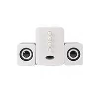 Mini USB 2.1 Wired Combination Speaker with Bass Subwoofer for Phone Laptop PC, White Compact Multimedia Sound System