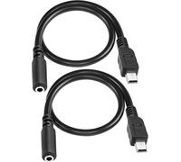 Mini USB Male to 3.5 mm Audio Cable,5 Pin Mini USB to 3.5 mm Female TRRS Cable Adapter Jack Quadrupole Jack for Headphone Mic Active Clip-33 cm (Pack of 2)