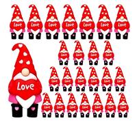 Mini Valentine's Day Gnomes - 25 Pack Heart-Shaped Rubber Figurines, Cute Tiny Hideable Elf Dolls Decor, 1.57 Inch Table Shelf Mantel Ornaments, Adorable Party Favors For Valentine Celebrations