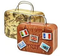 Mini Valise, 2PCS Tirelire Décorative Valise Miniature Décoration Coffret Cadeau Souvenirs de Voyage Petite Valises Boîte à Monnaie Coffret Multiusage Cadeaux Créatif