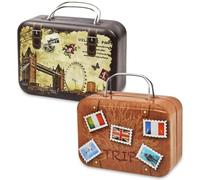 Mini Valise, 2PCS Tirelire Décorative Valise Miniature Décoration Coffret Cadeau Souvenirs de Voyage Petite Valises Coffret Multiusage Boîte à Monnaie Cadeaux Créatif