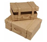 Mini-valises - CREOTIME - Vintage - Papier mâché - 7,5 x 11 cm et 10 x 14 cm - Marron