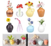 Mini Vase Aimanté Frigo, 8pcs Mini-vases magnétiques, Min-i Vase Magnets, Aimants pour va-Ses de réfrigérateur, Mi-ni aimants 3D pour réfrigérateur, M-ini Va-se magnétique Kit de décoration