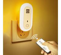 Mini veilleuse avec télécommande, Charge rapide, 220V, double prise USB, éclairage de chambre d'enfant