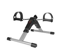 Mini Vélo d'Appartement, Pedalier d'appartement Portable avec Ecran LCD, Bouton de Pédaler Résistance Réglable, pour Entraînement des Jambes et des Bras (Noir et Argent)