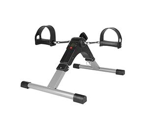 Mini Vélo d'Appartement, Pedalier d'appartement Portable avec Ecran LCD, Bouton de Pédaler Résistance Réglable, pour Entraînement des Jambes et des Bras (Noir et Argent)