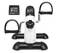 Mini Vélo d'Exercice COSTWAY-Affichage LCD-Résistance Infiniment Ajustable-Pédalier Jambes/Bras Bidirectionnel-42x39x30 cm-Blanc