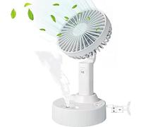 Mini Ventilateur 3 Vitesses, Ventilateur de Bureau à brumisation Rechargeable par USB, Ventilateur de Bureau Portable 2 en 1 pour Voyage/Bureau/Maison/extérieur utile