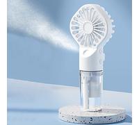 Mini ventilateur à main, rechargeable par USB, avec 4 vitesses réglables, ventilateur personnel brumisateur à piles pour extérieur, camping, voyage (blanc)