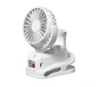 Mini ventilateur brumisateur portable à clipser : 4 vitesses, réglable à 360°, vent fort (F7 en blanc)