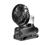 Mini ventilateur brumisateur portable à clipser avec affichage numérique et 4 vitesses pour la maison, le bureau, le camping, refroidisseur de bureau à piles rechargeables (F7 est noir)