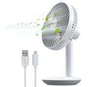 Mini Ventilateur Bureau, Ventilateur USB Rechargeable à 4000 Mah Batterie - 4 Vitesses, 16cm Petit Ventilateur De Table Silencieux , RéGlable 50°, portable Personnel Fan Pour Bureau, Chambre, Maison