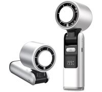 Mini ventilateur climatiseur portable pliable, LED, 1-199 vitesses, 5000mAh, Turbo - Cou, camping, bureau - Blanc