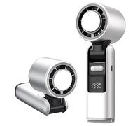 Mini Ventilateur Climatiseur Portable,Pliable Ventilateur Avec écran LED Fonction de Refroidissement,1-199 Vitesses de Vent 5000mAh Turbo Ventilateur de Cou Pour Le Plein Air, Le Camping,Bureaux-Blanc