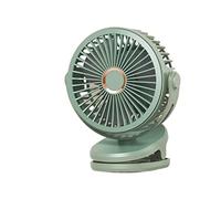 Mini Ventilateur clippé Rechargeable 10000mAh Rotation à 360 ° Vent 4 Vitesses Ventilateur de Bureau USB Climatiseur Silencieux for Chambre RafraîChissez-Vous Rapidement(Green)